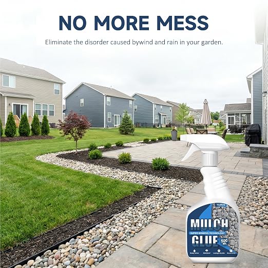 Mulch Glue, 16.9 fl oz - Sprayer Ready to Use Rock Glue for Landscape - Pet Safe & Plant Safe, Fast-Dry No Dilution - Spray for Gravel/Pebbles/Stones for Outdoor Gardens