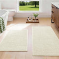 YIHOUSE Beige Bathroom Rugs Sets 2 Piece, Quick Dry Thin Bath Mat, Non Slip Absorbent Machine Washable, Bath Rugs for Bathtub Sink Home Decor (17"x24" + 17"x32")
