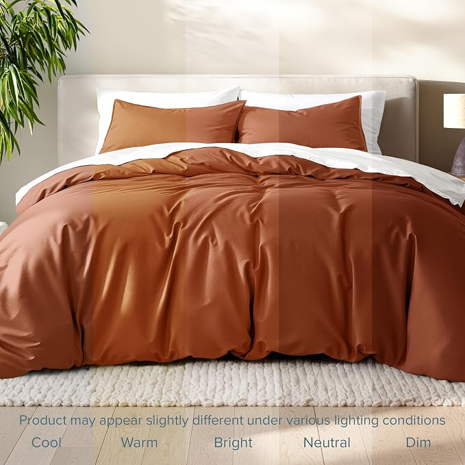 Bare Home Bedding Duvet Cover California King Size - Premium 1800 Super Soft Collection - Lightweight, Cooling - Soft Breathable Bedding Duvet Cover (Cal King, Terracotta)