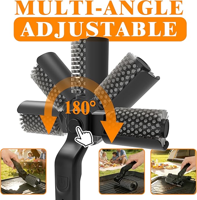 Electric BBQ Grill Brush for Outdoor, Electric BBQ Grill Cleaner with 3-Speed and Adjustable Angle, Rechargeable Grill Cleaning Brush for Barbecue Grates