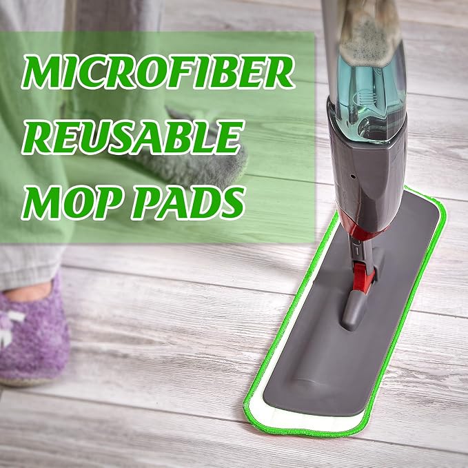 40 Pack Microfiber Cleaning Pads Machine Washable Replacement Head for Wet/Dry Mops Flat Reusable Household Replacement Mop Pad for Hardwood Floor Cleaning Scrubbing Fit Most Mops (Green)