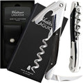 Chateau Laguiole Corkscrew - Luxury French Wine Opener Grand Cru Black Horn Handle with Leather Sheath & Gift Box