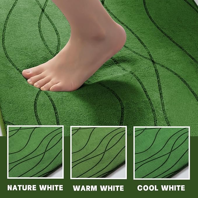 YIHOUSE Bathroom Rugs Set 2 Piece, Memory Foam Bath Mat Green | U Shaped+Small Mat, Ultra Soft, Absorbent, Non-Slip, Machine Washable, for Bathroom, Sink and Toilet