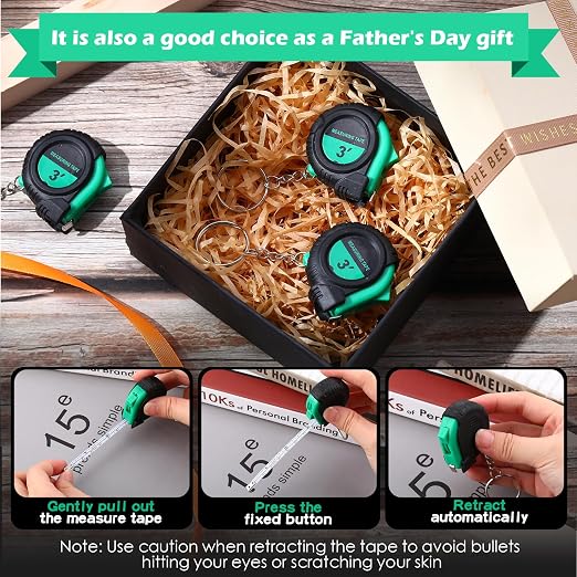Kanayu Mini Tape Measure Keychains 3 ft Small Retractable Measuring Tape Bulk with Lock Steel Easy Read Pocket for Birthday Party Back to School Favors Daily Use