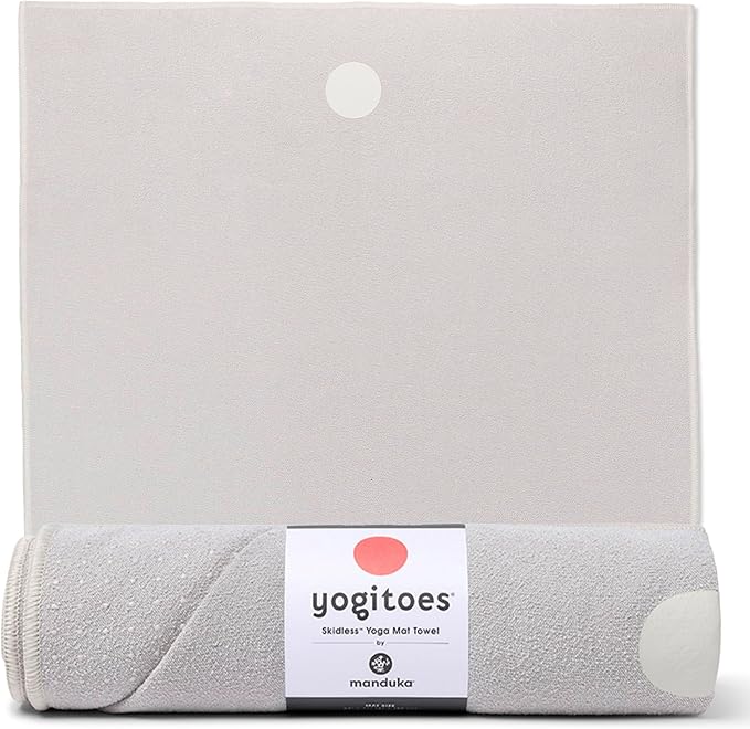 Manduka Yogitoes Hot Yoga Mat Towel - 71" | Moisture Activated Grip | Patented Silicone Nubs | Highly Absorbent, Durable & Easy Care | Made from Recycled Materials | 71 x 24 Inches | Linen