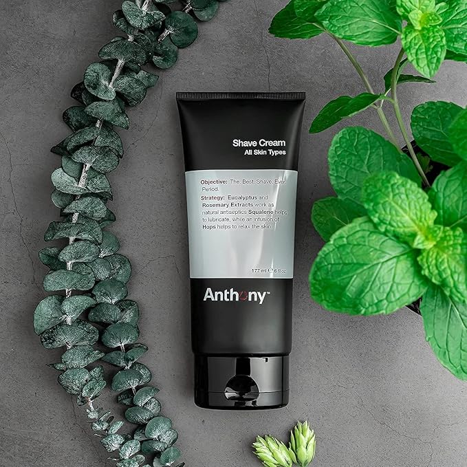 Anthony Shaving Cream Mens Sensitive Skin: Squalane, Eucalyptus, Spearmint and Rosemary Extracts, Help Soothe, Refresh, Cool, and Condition Your Skin for Shave 6 Fl Oz 2 Pack
