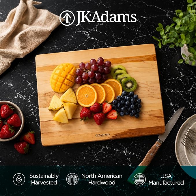 J.K. Adams 17"x14" Wooden Kitchen Cutting Board, Rectangular Chopping Block