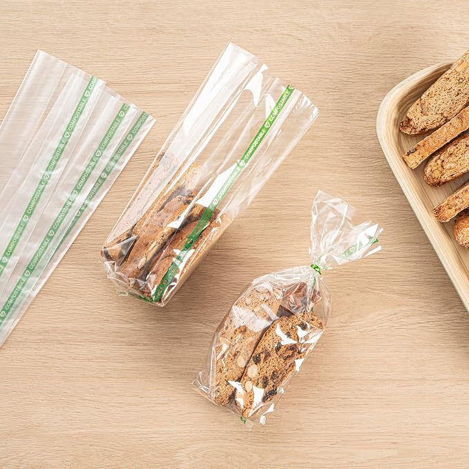 Restaurantware Plastic Gusset Bags 100 Count 2 1/2" x 2" x 9 3/4" Wicker Dispensing Bottom Gusset Clear Plastic Bags Heat Sealable For Sourdough Bread Cookies Pastries For Home Bakers And Bakeries