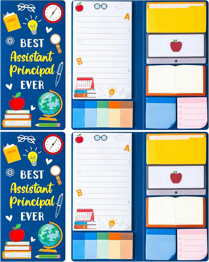 Xqumoi 2 Pack Best Assistant Principal Sticky Note for School Office Supply | School Assistant Principal Self-Stick Note, Teacher Appreciation Gift, Writing Memo Pad, Back to School Office Supplies