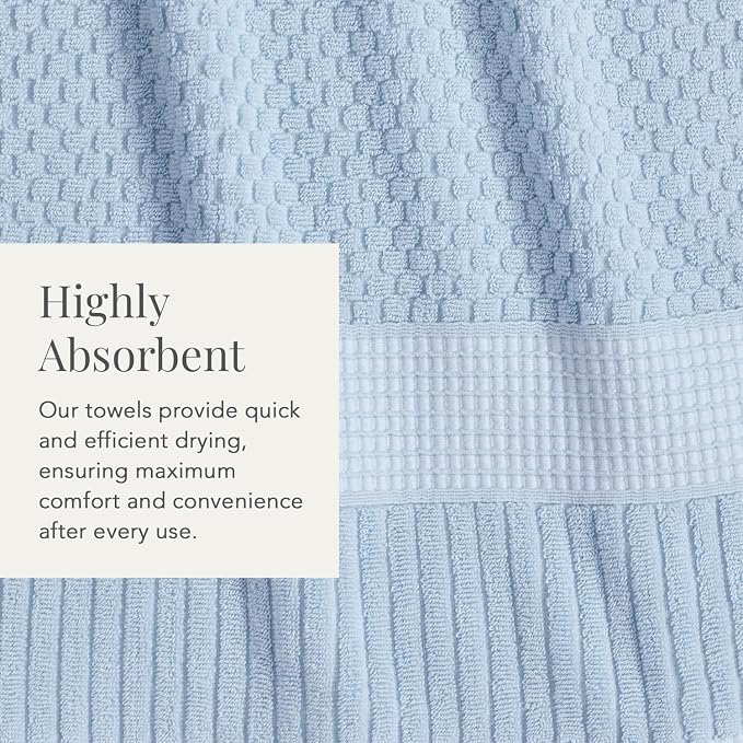 NY Loft 100% Cotton 2-Pack Oversized Bath Towel Set | Blue | Quick-Dry | Two Oversized 35" x 70" Bath Towels / Bath Sheets | Super Absorbent | Designer-Styled Texture