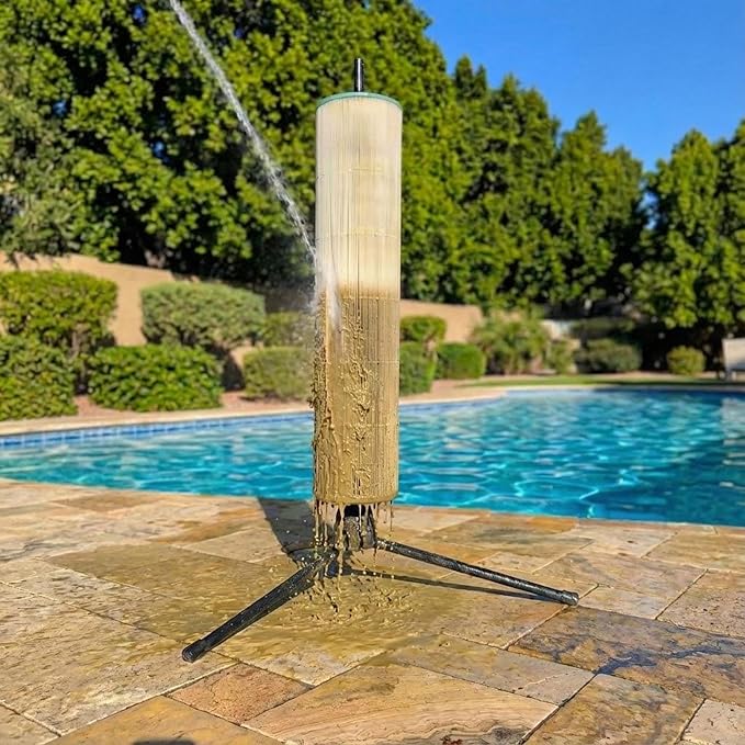 Rotating Pool Filter Cleaning Stand PRO – Ergonomic Metal Tripod Station with Spin-Finity Technology & Spray Nozzle – Fits 3" ID Cartridges – Save Your Back & Deep Clean Pleats