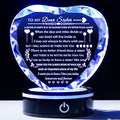 Sister Birthday Gifts Meaningful Sister Gift with Colorful LED Base from Sister Brother Heart Crystal to My Sister Present Sister Gifts for Women on Christmas Mothers Day Valentines Wedding