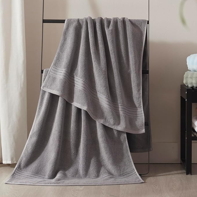 COZYART Luxury Bath Towel Set 6 Pcs, Grey 100% Turkish Cotton 650 GSM | OEKO-Tex 100 Certified Zero Twist Ring Spun, Soft Absorbent Quick Dry, Plush Fluffy, Breathable Hotel Quality for Daily Use