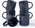 famiware Coffee Mug Set for 6, Star 16 oz Catering Mugs Cup Set with Handle for Coffee, Tea, Cocoa, Milk - Ceramic Stoneware Drinkware Set, Nebulas Blue