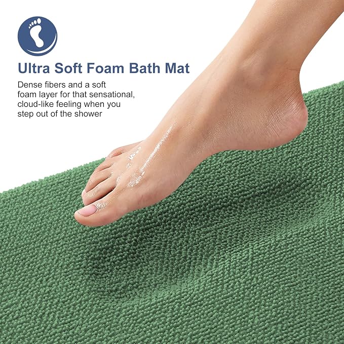 OLANLY Memory Foam Bathroom Runner Rugs 59x24, Long Bath Mats, Olive Green | Soft Quick Dry Bath Mats, Non-Slip, Absorbent Machine Washable Mat for Bathroom Floor, Tub and Shower, Home Decor Accessories