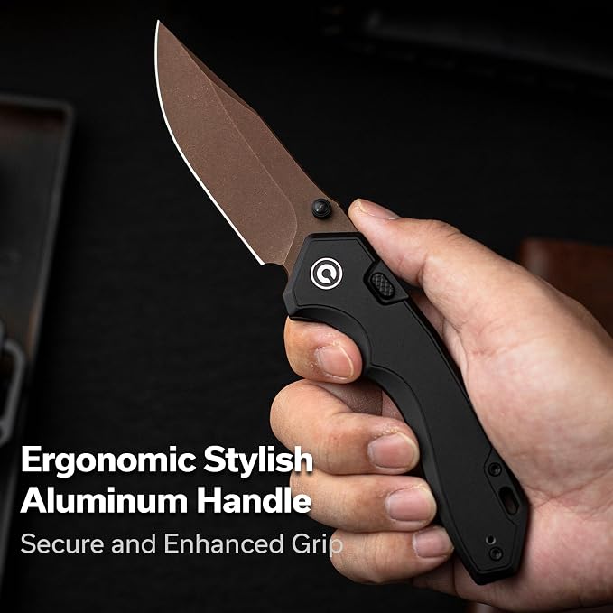 CIVIVI Elite Brova Folding Pocket Knife, 3.41" S35VN Blade, Top Liner Lock | Ergonomic Stylish Aluminum Handle, Reversible Clip, EDC Knife CE25093-2