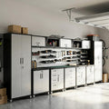 12-Piece Heavy Duty Steel Garage Cabinet System | All-in-One Modular Garage Cabinet Set for Ultimate Workshop Organization | Easy Assembly Garage Storage Cabinets & Tool Bench
