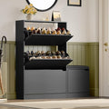 BORNOON Shoe Cabinet with Bench and 3 Flip Drawers, Slim Narrow Shoe Storage Cabinet, Freestanding Shoe Rack Organizer with Adjustable & Removable Shelves, Anti-Tip for Entryway, Hallway, Foyer