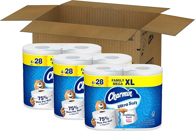 Charmin Ultra Soft Cushiony Touch Toilet Paper, 12 Family Mega XL Rolls = 84 Regular Rolls