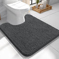 OLANLY Toilet Rugs U-Shaped 24x24, Extra Soft Absorbent Chenille Contour Bathroom Rugs for Toilet, Dry Quickly, Machine Washable, Non-Slip Toilet Bath Mat, Dark Grey