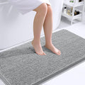 OLANLY Bathroom Runner Rugs 44x24, Soft Absorbent Chenille Bath Rugs, Rubber Backing Quick Dry, Machine Washable Long Bath Mats for Bathroom Floor, Tub and Shower, Home Decor Accessories, Light Grey