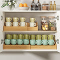 Hongtamoya 2-Tier Expandable Bamboo Mug Holder Coffee Mug Rack Organizer for Countertop, Multi-Functional Mug Display Shelf for Coffee Bar, Kitchen, and Home (15.35"~29.92")