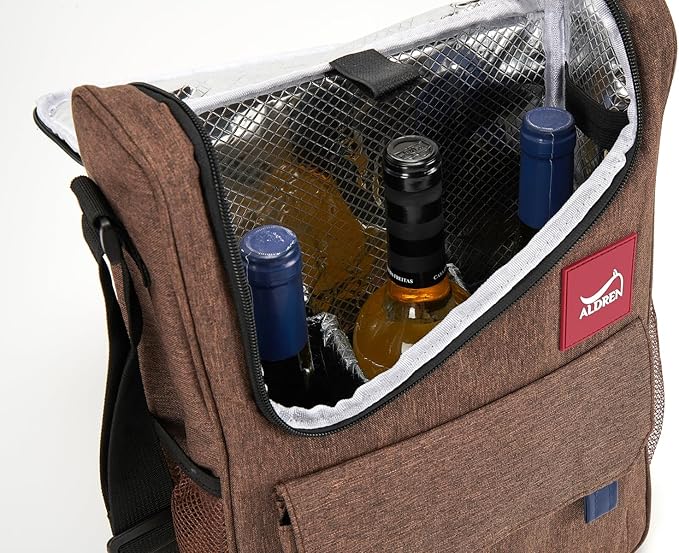 Insulated Wine Cooler Bag Set – 3 Bottle Wine Travel Tote or 2 Bottles with 2 Tumblers – Thermal Wine Carrier with Corkscrew & Stoppers for Picnic and Wine Gifts