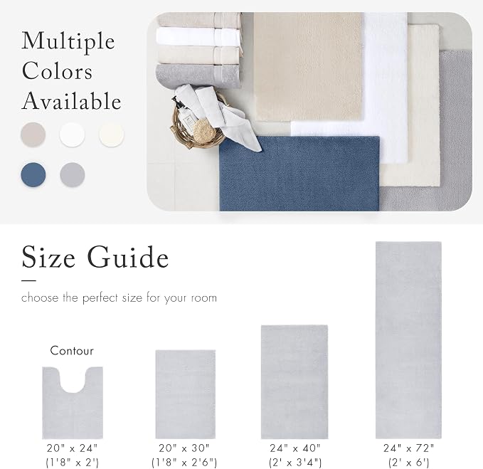 Madison Park Marshmallow Bathroom Rug Non Slip, Luxrurious Plush Bath Mat, Absorbent, Quick Dry, Spa Design Bath Room Décor, 20x24, Silver