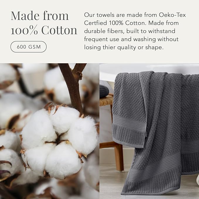 NY Loft 100% Cotton 2 Pack Bath Sheet Towel Set | Extra Large Oversize Bath Towels | Absorbent & Quick-Dry | Textured and Durable Cotton | Charcoal