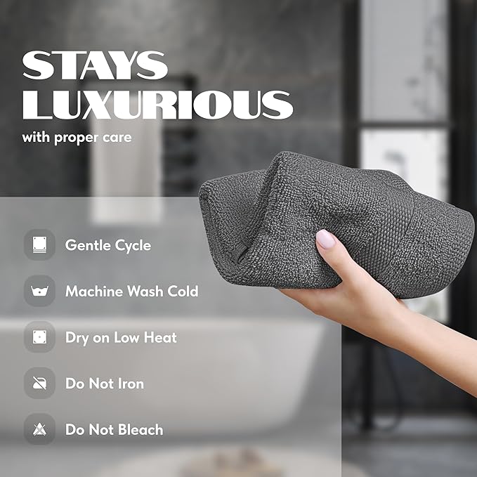 White Classic Wealuxe Grey Hand Towels for Bathroom 12 Pack, Cotton Hand Towel Bulk for Gym, Spa and Salon, Soft Extra Absorbent Quick Dry 16x27 Inch