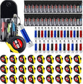 Jutom 63 Pcs Mini Tape Measure Keychain Screwdriver LED Light Keychain Bulk Men Adult Tool Party Gifts Prize for Man Father's Day Housewarming Gifts Adult Useful Tool Favors (Blue,Black,Red)