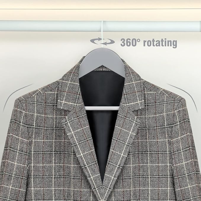 TOPIA HANGER Premium Wooden Hangers with Non-Slip Pant Bar, 360°Swivel Hook and Shoulder Notches, 30 Pack Solid Wood Clothes Hangers for Suit, Coat, Jacket, Camisole(Grey/White)-CT35GW30