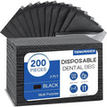 200 Pack Disposable Dental Bibs 13"x18", 3-Ply Waterproof Tattoo Bibs Sheet for Nail Salon, Dental Clinic, Feeding, Tattoo Shop (Black)