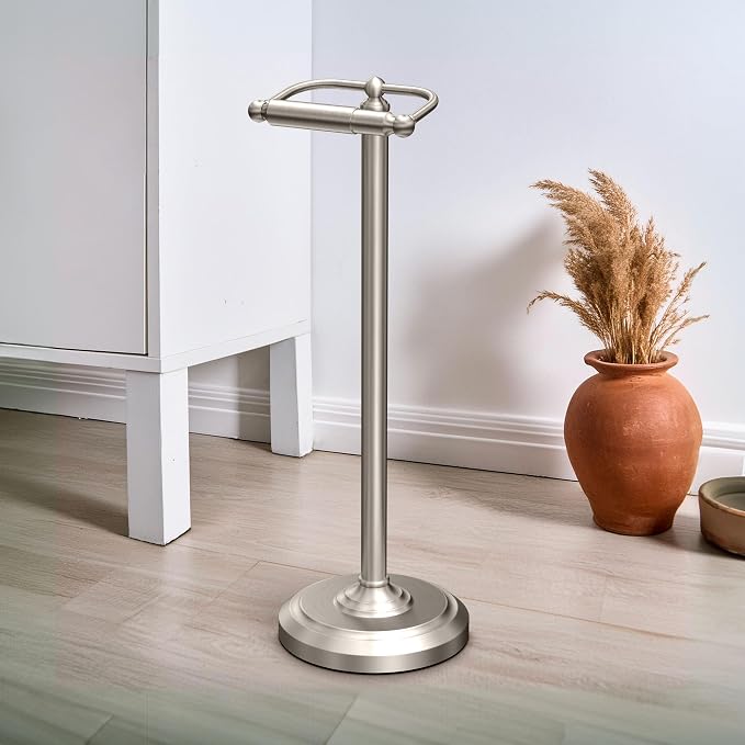 Gatco 1436SN Pedestal Toilet Paper Holder, Satin Nickel