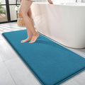 OLANLY Memory Foam Bathroom Runner Rugs 47x17, Long Bath Mats, Peacock Blue | Soft Quick Dry Bath Mats, Non-Slip, Absorbent Machine Washable Mat for Bathroom Floor, Tub and Shower, Home Decor Accessories