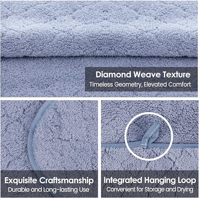 JML Microfiber Bath Towels, Ultra Soft, Super Absorbent, Fast Drying, No Fading, Large Body Towel Set for Shower, Gym, Sauna, Sport, Travel, Fitness, SPA,Yoga (Coral Fleece Blue, 30 in x 60 in)