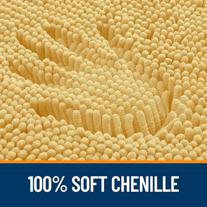 OLANLY Large Bathroom Rugs 40x32, Extra Soft Absorbent Chenille Bath Rugs, Rubber Backing Quick Dry, Machine Washable Bath Mats for Bathroom Floor, Tub and Shower, Home Decor Accessories, Yellow