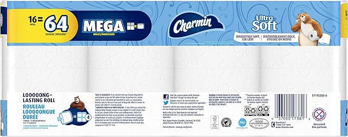 Charmin Ultra Soft Toilet Paper 16 Mega Rolls, 16Count (Pack Of 16)