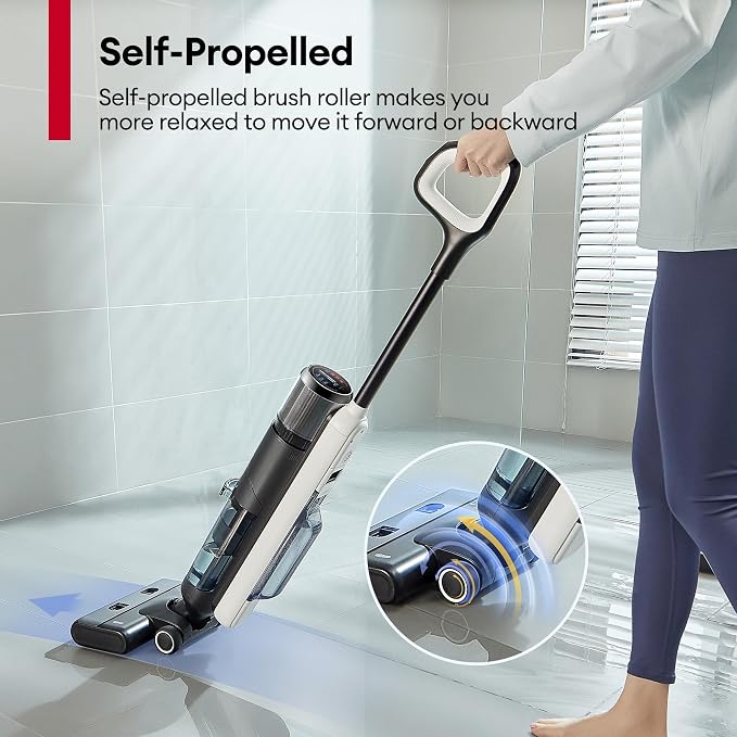 Ultenic Wet Dry Vacuum Cleaner, Cordless Vacuum Mop Combo with Self-Cleaning, 50min Runtime, Smart Mess Detection, Edge Cleaning, LED Display, 3-in-1 Floor Cleaner Machine for Hard Floor, Black＆White