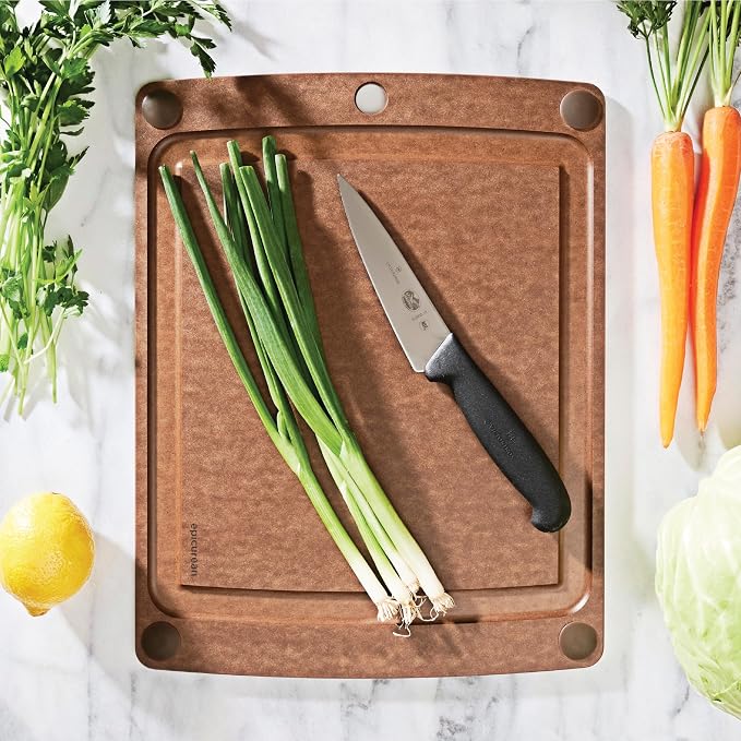 Epicurean All-In-One Cutting Board with Non-Slip Feet and Juice Groove - Non-toxic, Dishwasher Safe, Made in the USA, 14.5" x 11.25", Nutmeg