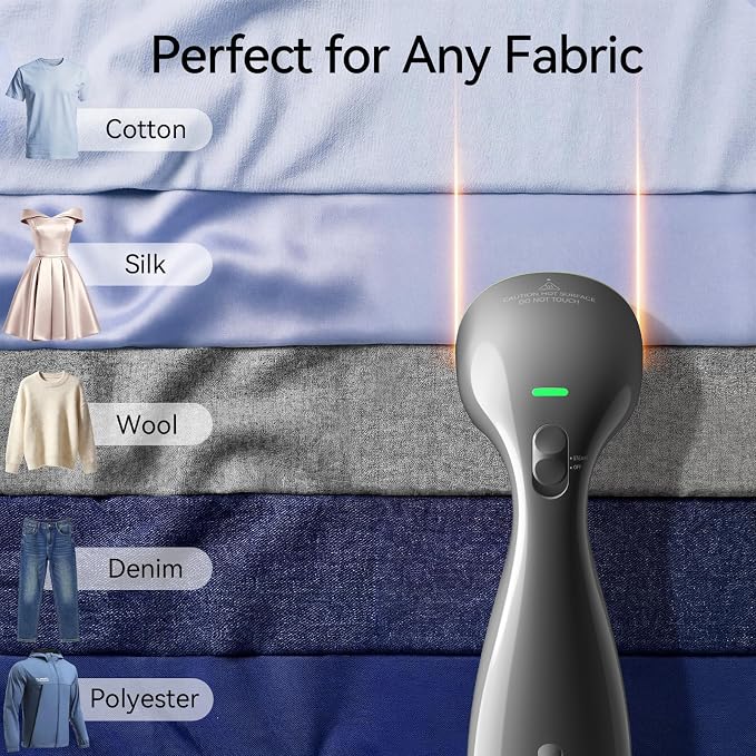 HiLIFE Steamer for Clothes, 1100W Clothes Steamer, Fast Wrinkle Removal with Large 300ml Tank, Ideal for All Fabrics, Easy to Use, Compact and Portable Travel Garment Steamer-Grey