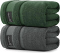 REDKISS 2 Pack Large Bath Towels Set, 100% Cotton, 31x63 in, Heavyweight 760G, Highly Absorbent & Quick Dry, Super Soft Luxury Towels for Bathroom,Hotel Collection - Gray Green