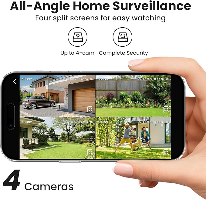 SOLIOM- True 5MP HD Security Cameras Outdoor Wireless, Add-On Camera, Solar Powered, Auto Tracking,Requires Soliombase(Excluding Soliombase), Soliombase Supports Up to 4 Cams