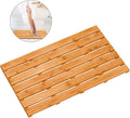 Bamboo Wooden Bath Floor Mat for Luxury Shower - Non-Slip Bathroom Waterproof Carpet for Indoor or Outdoor Use (31.3 x 18.1 x 1.5 Inches)