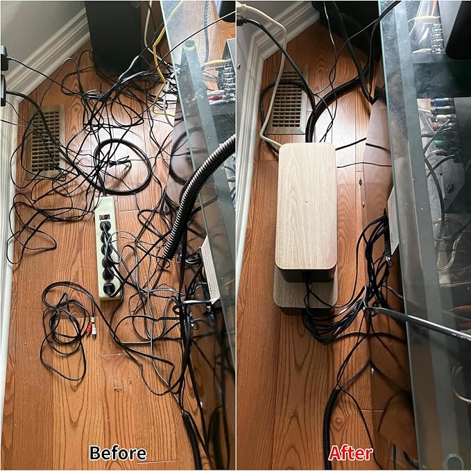 YUANYE Cable Management Box Cable Management Kit for Power Strip to Hide Wires,Cord Organizer Boxes,Safe ABS Material Wire Organizer of Cable Clips Sleeve for Home & Office,3Pack-128PCS /Black