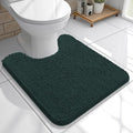 OLANLY Toilet Rugs U-Shaped 20x20, Extra Soft Absorbent Chenille Contour Bathroom Rugs for Toilet, Dry Quickly, Machine Washable, Non-Slip Bath Mat, Blackish Green