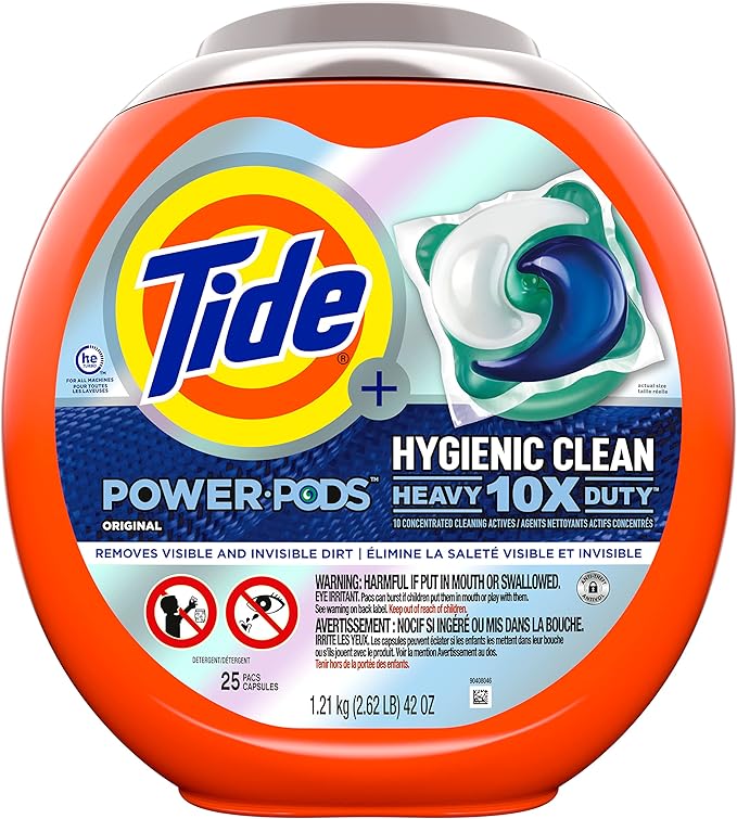Tide Hygienic Clean Power PODS Laundry Detergent Pacs, Original Scent, 25 Count, Removes Visible and Invisible Dirt (Pack of 4)