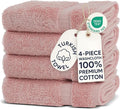 Chakir Turkish Linens 4 Piece Washcloth Set, 100% Cotton Luxury Turkish Washcloths for Bathroom, Soft Absorbent Washcloths, 13 x 13 Inches, Pink