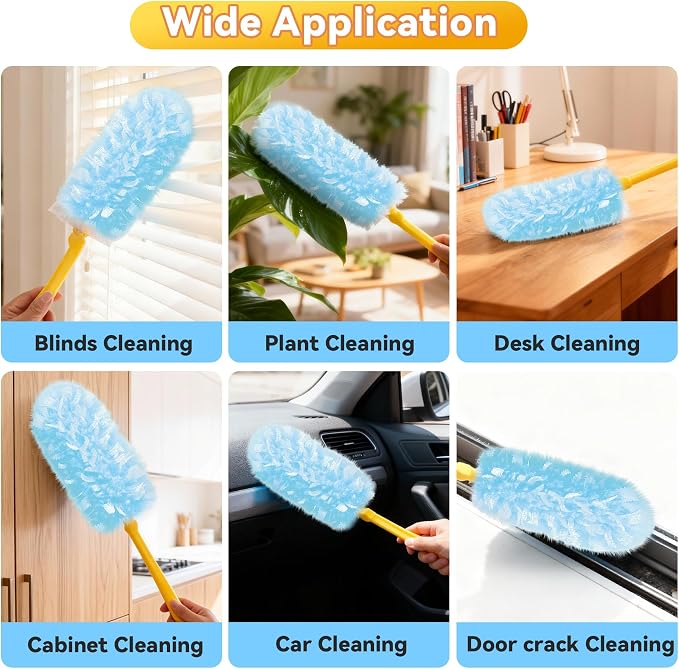 Tiumso 60 Count Heavy Duty Duster Refills Compatible with Swiffer, 360 Electrostatic Disposable Dusters Refills, Microfiber Dusters for Cleaning Furniture, Corners, Ceiling Fans (Refills Only)
