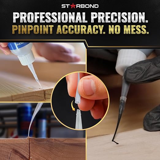 Starbond Super Fast Thin CA Glue – Super Glue Pro Kit with Precision Microtips Anti-Clog Cap & Extra Nozzles – Premium Cyanoacrylate Adhesive for Cracks, Joints, Woodturning, Hobby & Repairs, 2 oz